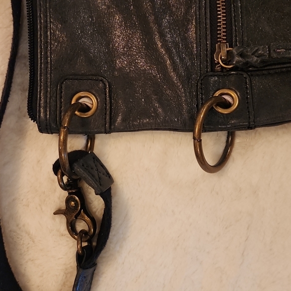 The Sak Dark Grey Leather Crossbody Purse Shoulder Bag - Picture 5 of 11